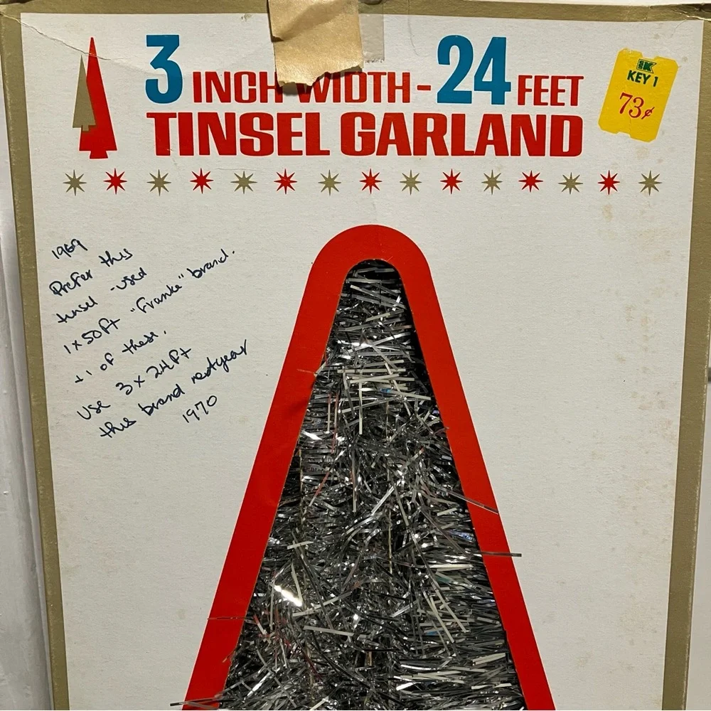 Vintage 60s SS Kresge Co Silver Tinsel Garland 3